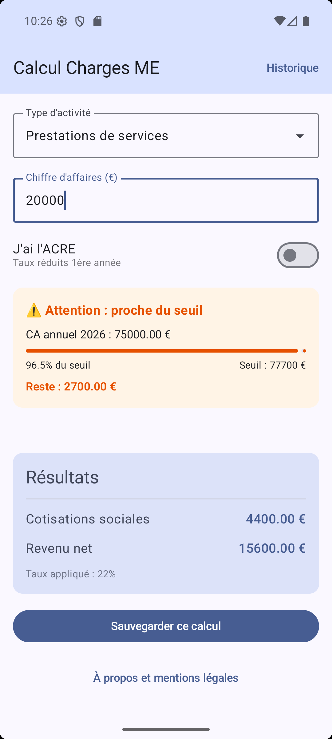 Résultats détaillés avec ACRE